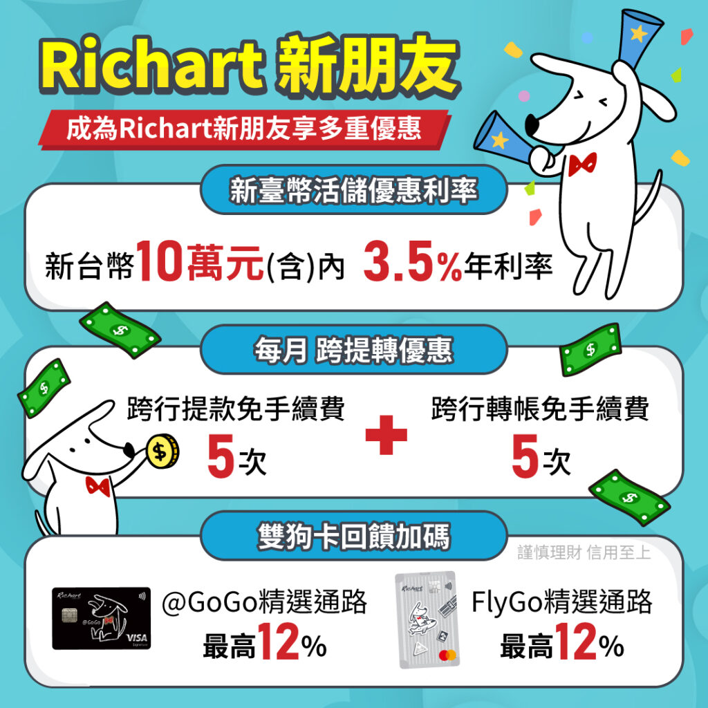 台新Richart 數位帳戶| 活儲最高3.5％、指定通路5% 無上限！ - CashFeel 安錢感