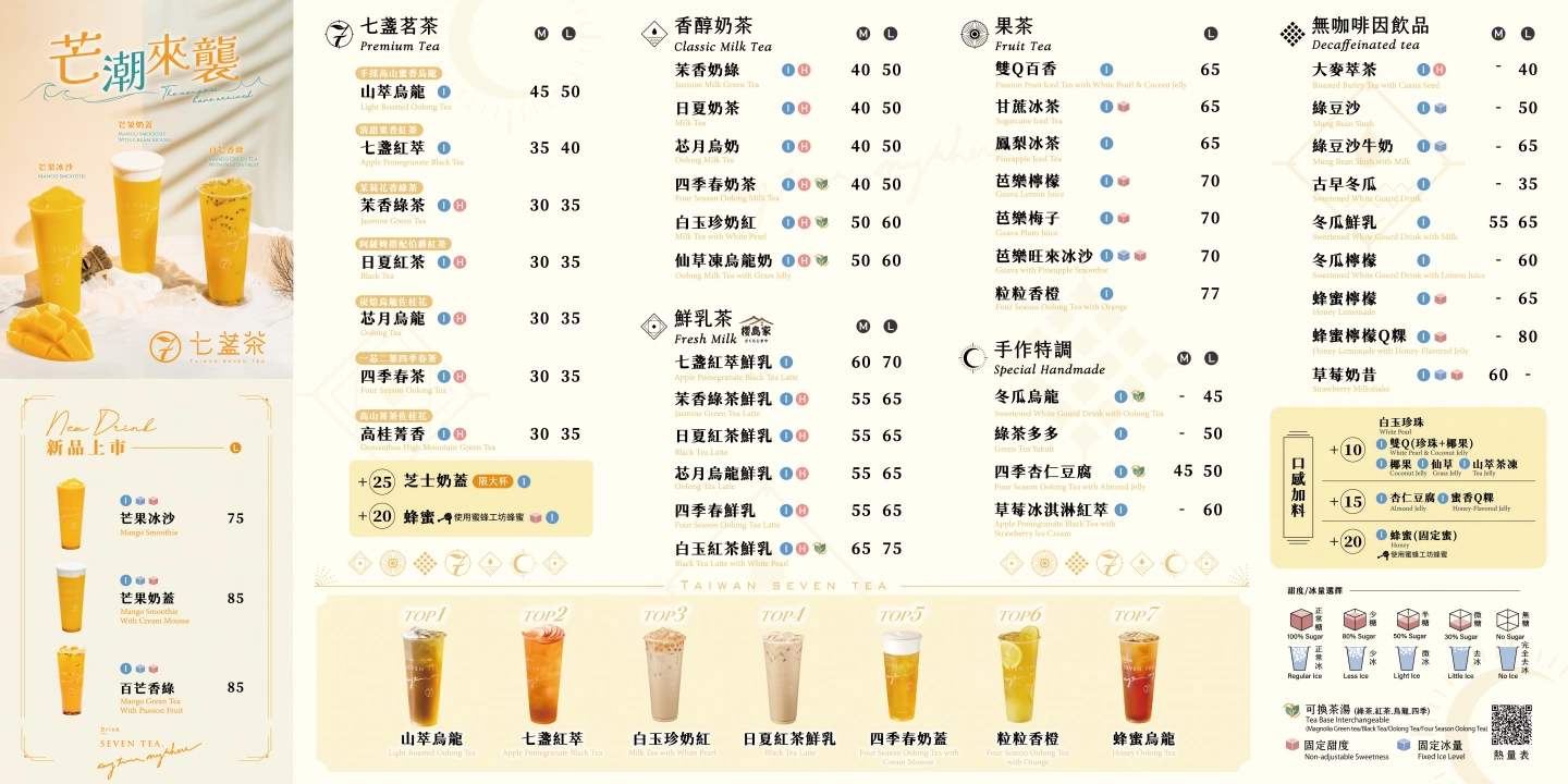 七盞茶菜單